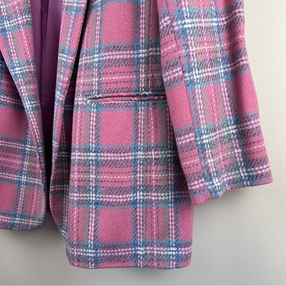 Vintage wool blend plaid‎ blazer riding jacket size 12P - Picture 2 of 9